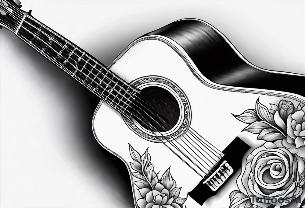 acoustic guitar full sleeve tattoo idea