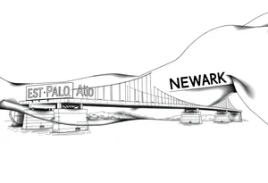 A bridge over water with two cities on the side. The city signs on the side of the bridge. East Palo Alto on the left and Newark on the right tattoo idea
