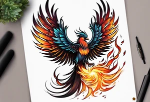 little pheonix in fire tattoo idea