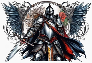 knight with sword tattoo idea