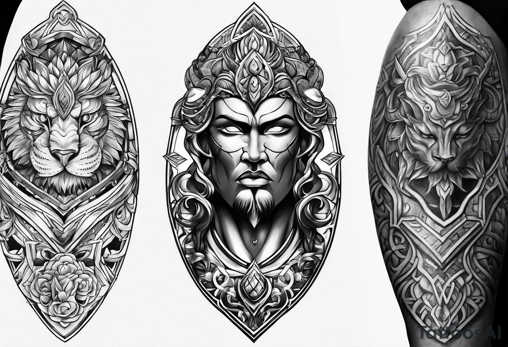 shin sleeve armor tattoo idea