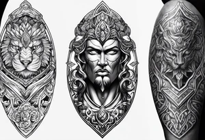 shin sleeve armor tattoo idea