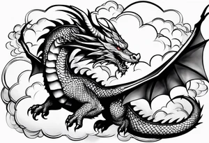 Dragon flying vertically through clouds tattoo idea