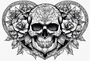 merge heart and skull tattoo idea