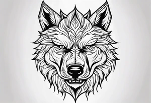 Werewolf face facing forward with a white and black eye very well detailed 
hand tattoo tattoo idea