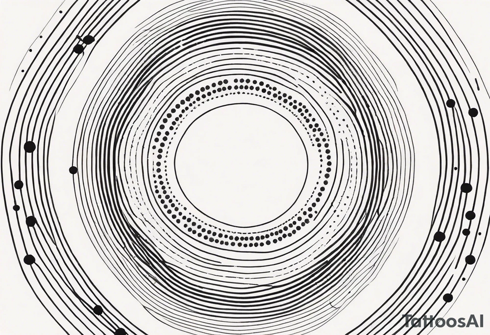 vertical lines with circles and dots tattoo idea