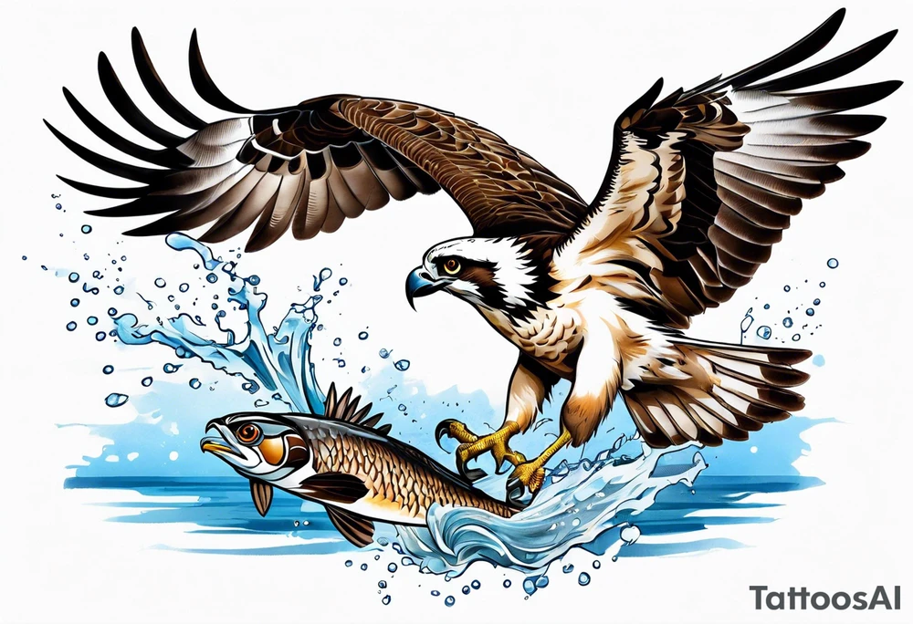 osprey catching fish tattoo idea