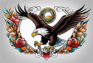 Neo Traditional tattoo style, eagle, white background, --no skin tattoo idea