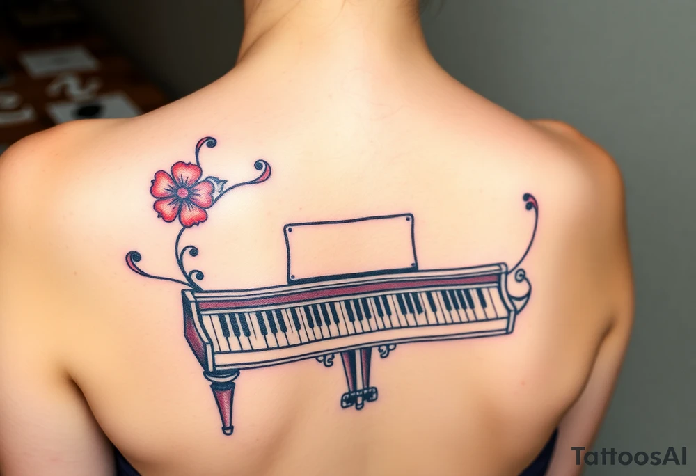 Colorful piano tattoo idea