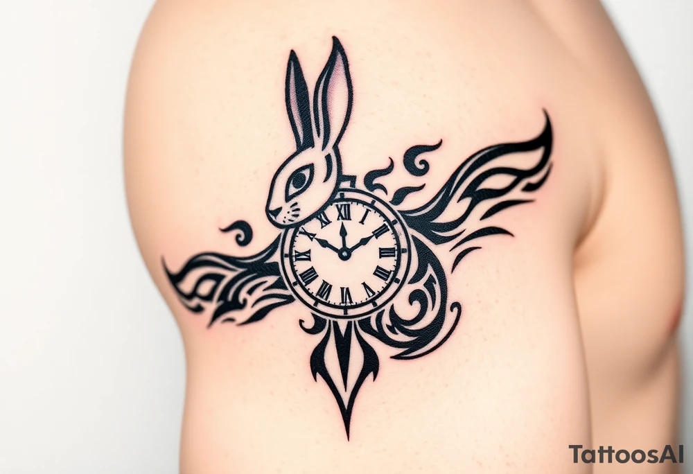 Rabbit with a Clock tattoo idea