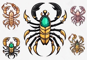 background that represents game development and designs with a scorpion make it magical, and cute scorpion that's feminine tattoo idea