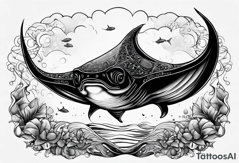 Manta ray 
swimming tattoo idea