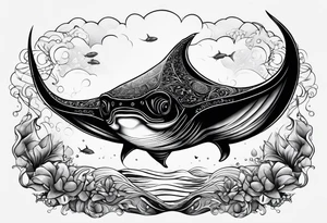 Manta ray 
swimming tattoo idea