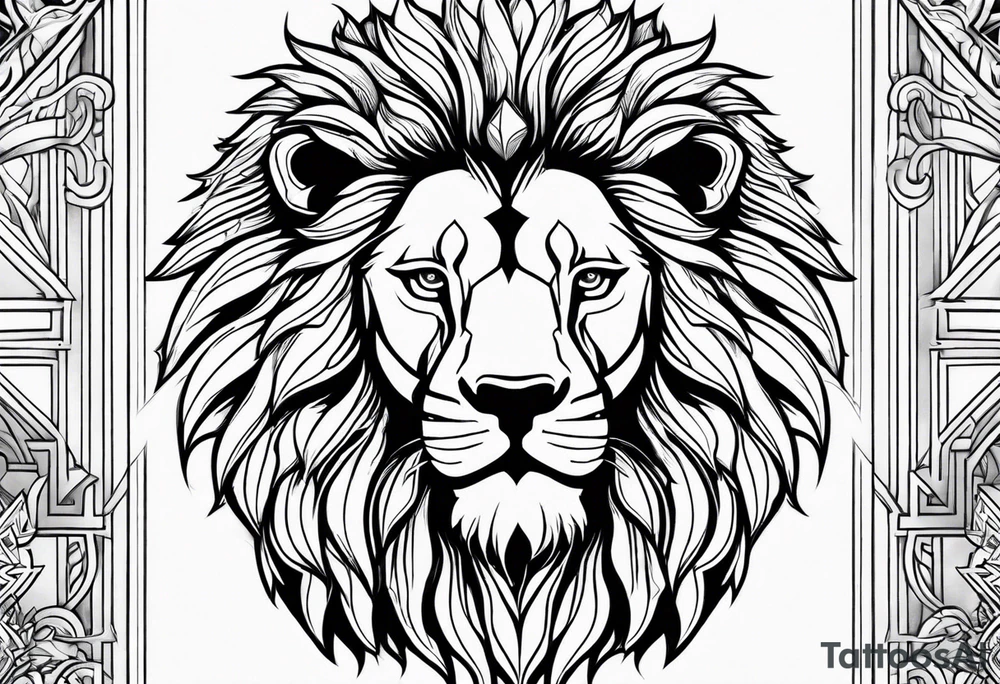 powerful majestic lion, close-up tattoo idea
