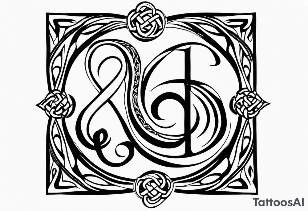 Celtic style bass clef tattoo idea