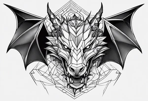 geometric dragon facing front tattoo idea