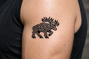 Caribou in Norse knot work open line concept mammen style tattoo idea