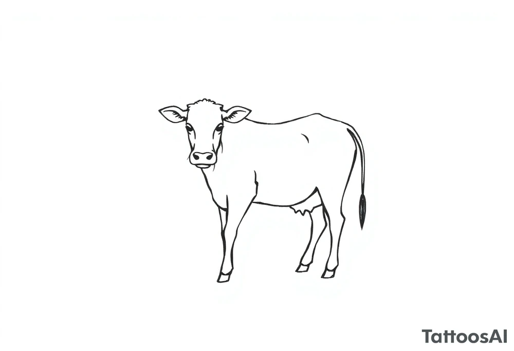 small black and white cow tattoo idea