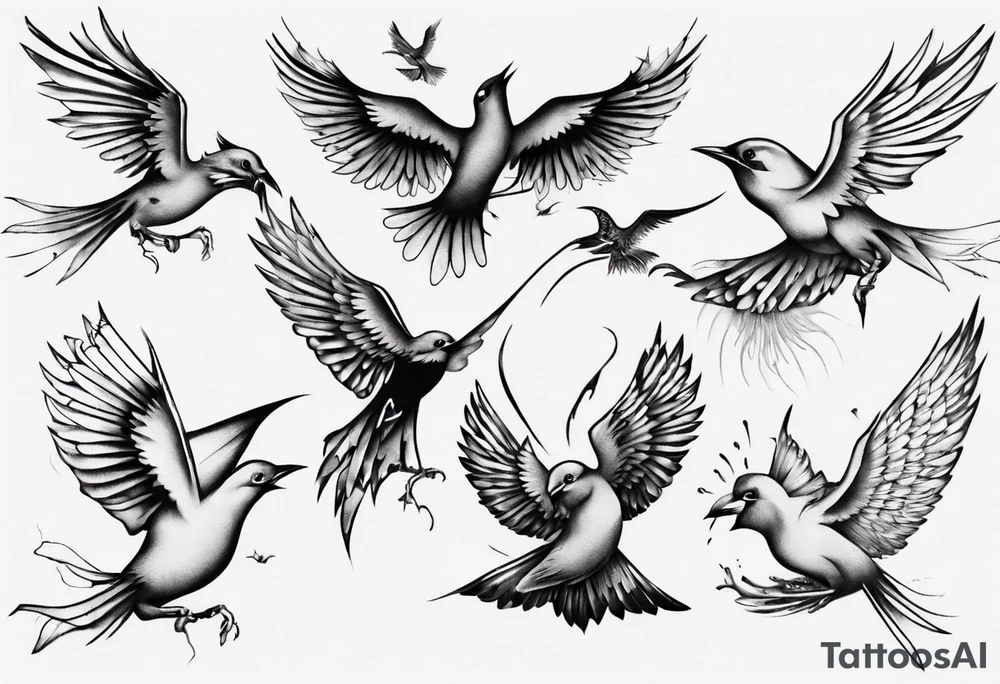 Bird breaking free tattoo idea