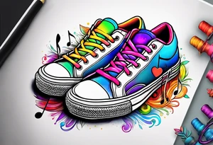 gay symbol , sneakers and music notes tattoo idea