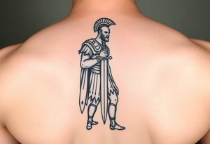 gladiator standing arena short sword in hand tattoo idea