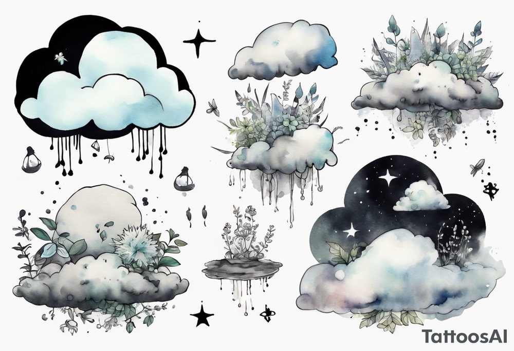 cloud with little plants and the date 12.08.05 tattoo idea cloud with little plants and the date 12.08.05 tattoo idea