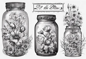 jar with flowers and the date blow the jar 12.08.05 tattoo idea