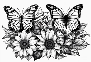 Butterflies and sunflower tattoo idea