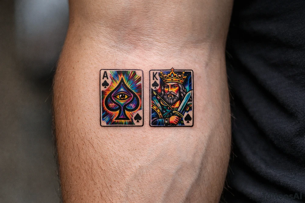 playing cards Ace king of spades tattoo idea