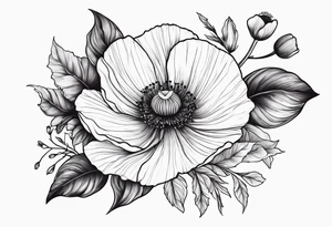 Cosmo flower and poppy flower tattoo idea