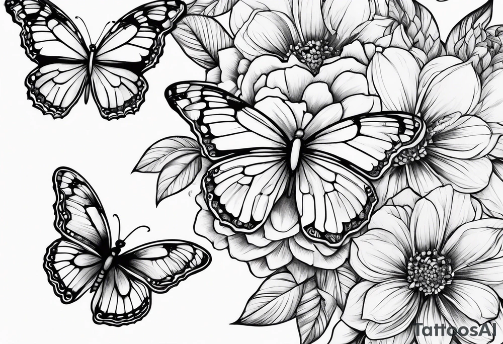 flowers butterflies from shoulder to middle of my arm tattoo idea