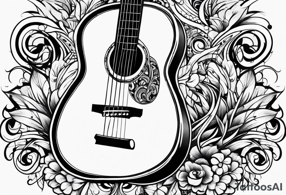 music staff and guitars tattoo idea