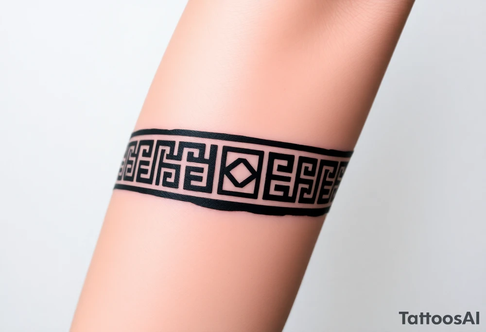 Greek pattern arm band wrap around tattoo idea