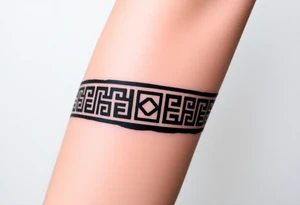 Greek pattern arm band wrap around tattoo idea