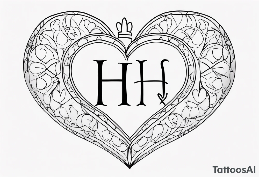 Heart with initials I H tattoo idea