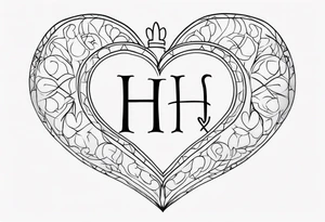 Heart with initials I H tattoo idea