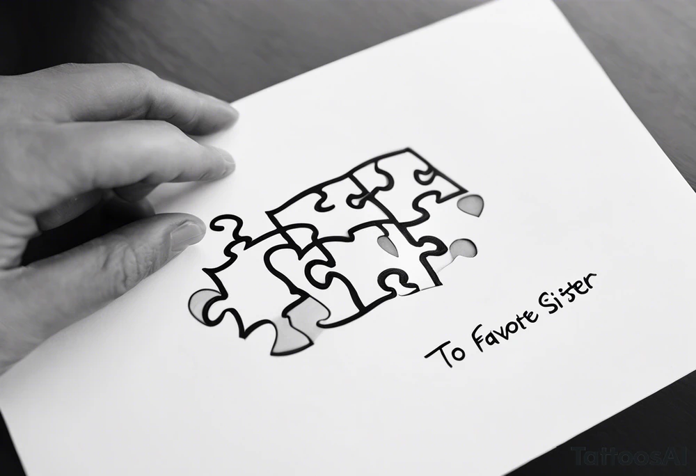 single puzzle piece and the words "to my favorite sister" tattoo idea