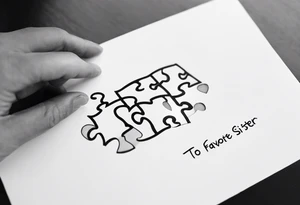 single puzzle piece and the words "to my favorite sister" tattoo idea