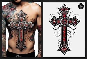 Simple cross with lightning tattoo idea