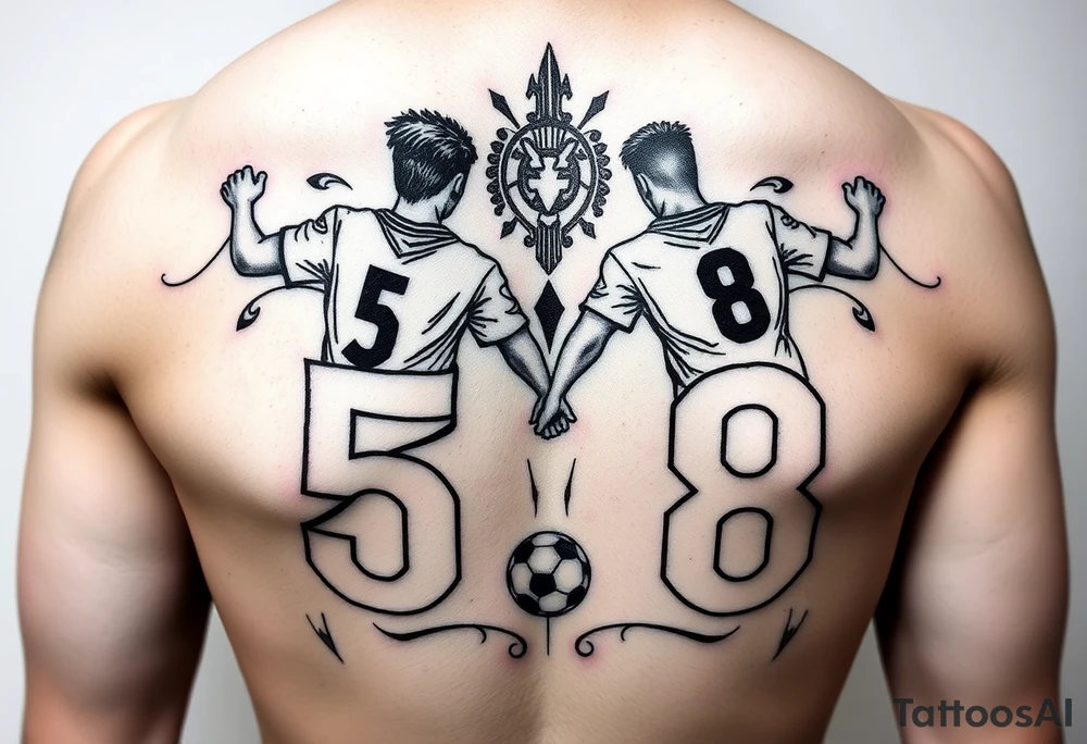 Shoulder 
Brothers Soccer Players Number 5 Number 8 tattoo idea