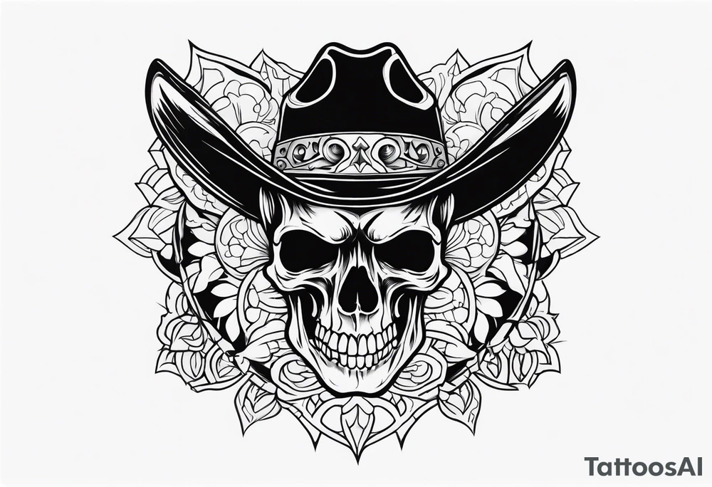 Screaming cowboy skull tattoo idea