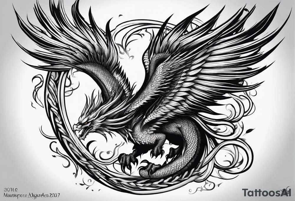Phoenix dragon tattoo idea