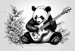 A panda playing the bass guitar tattoo idea