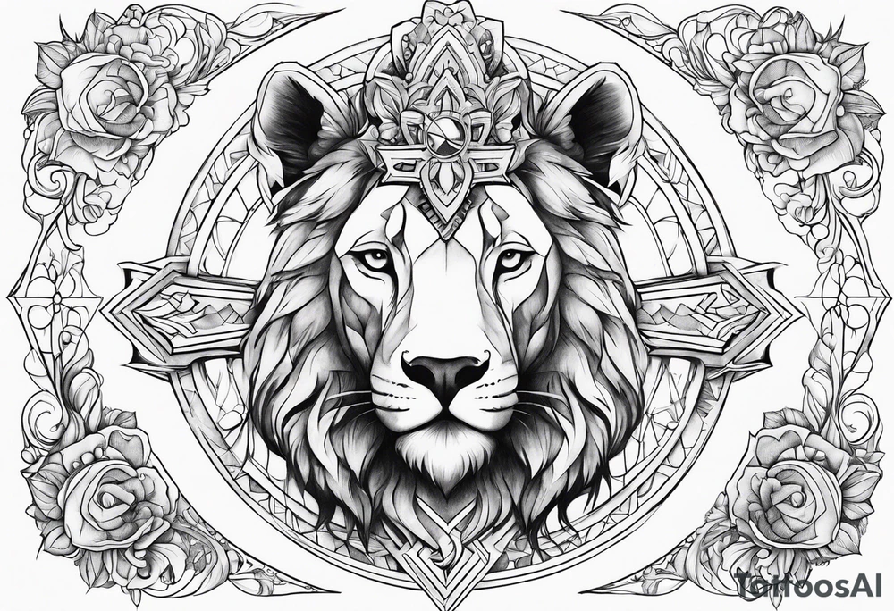 Animal cute , celestial, cross, tattoo idea