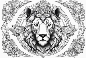 Animal cute , celestial, cross, tattoo idea