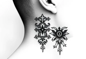 Traditional Russian orthodox design on the side of neck tattoo idea