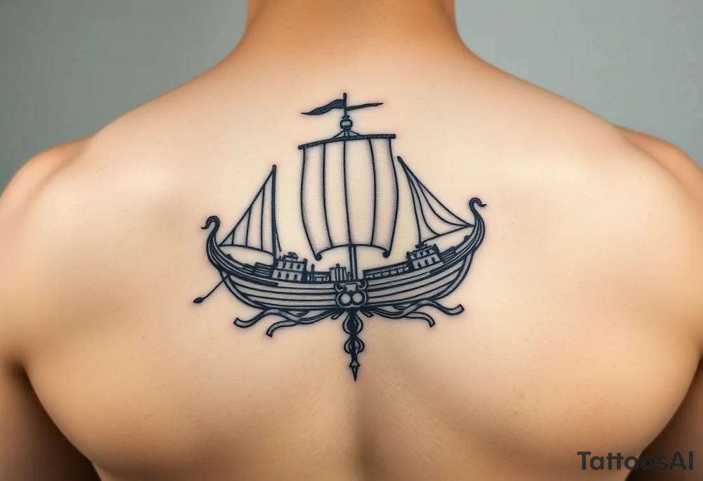 vikink ship,frontal tattoo idea