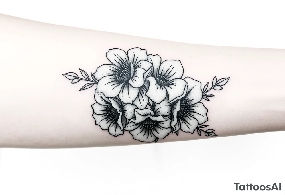 neo traditional flowers tattoo idea