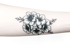 neo traditional flowers tattoo idea
