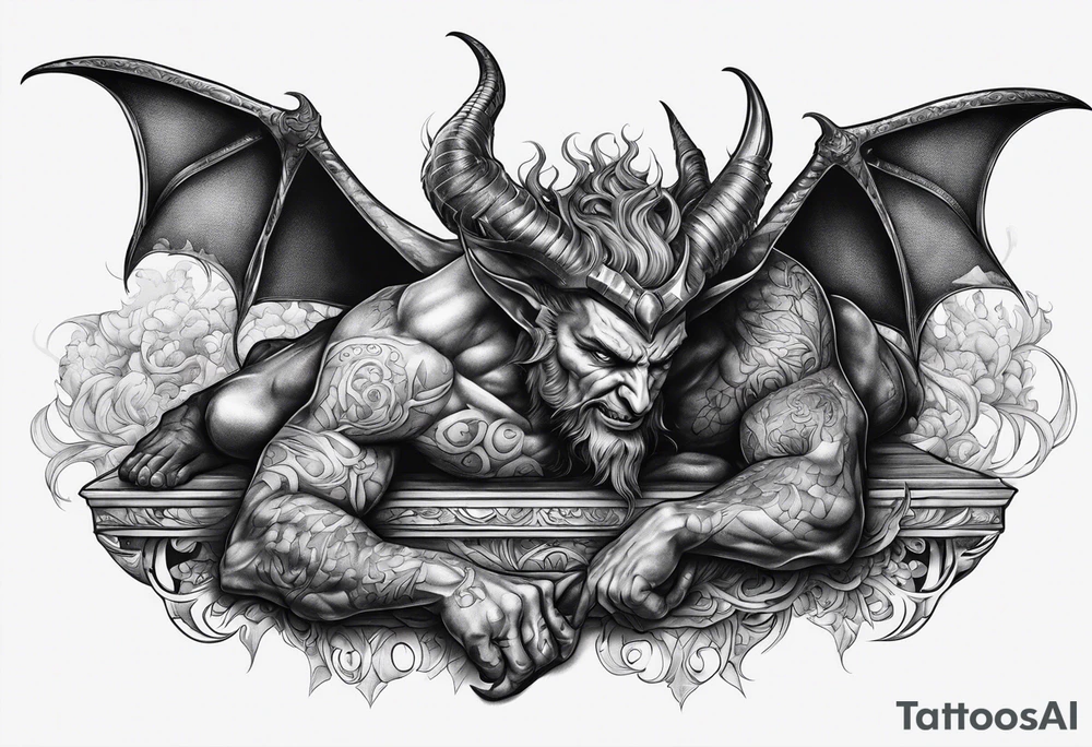 Satan full body laying down tattoo idea